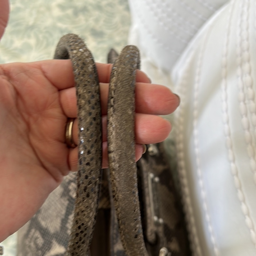 Michael Kors Shiny Embossed Reptile Print Satchel - Picture 13 of 16